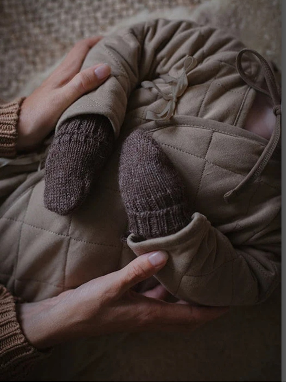 The Simple Folk | 100% Cozy Alpaca Wool Thumbless Mittens Fawn Brown | 6 - 12 M